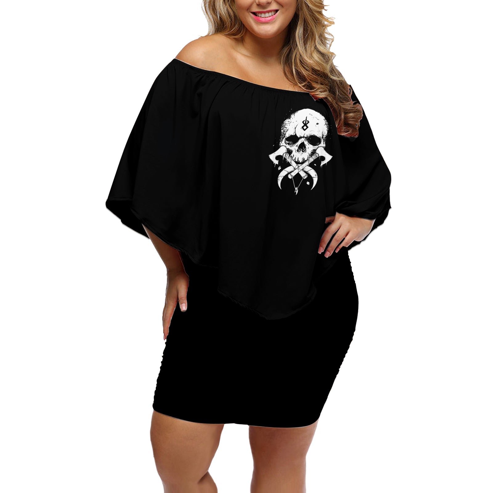 viking-skull-off-shoulder-short-dress-bear-viking-cross-skull