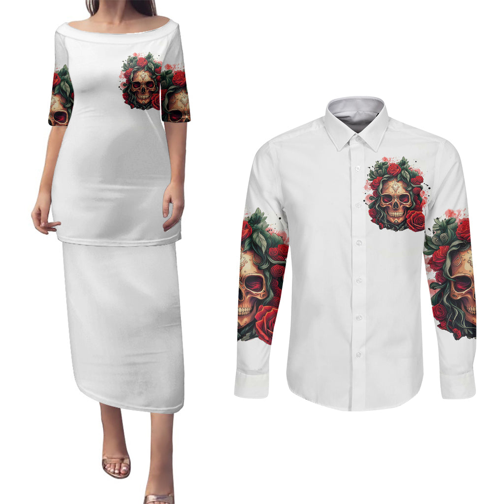 rose-skull-couples-matching-puletasi-dress-and-long-sleeve-button-shirts-some-girl-wear-pink-real-girl-wear-ink