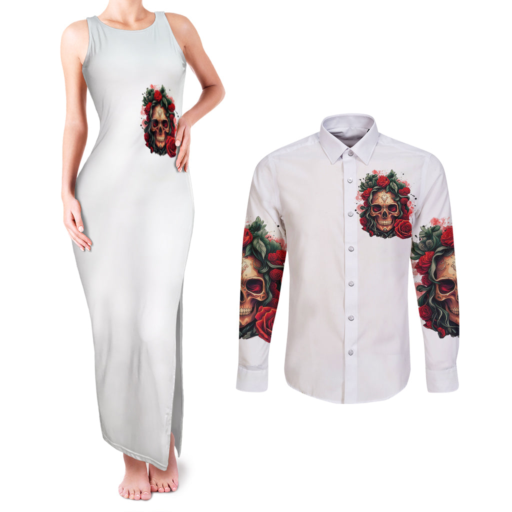 rose-skull-couples-matching-tank-maxi-dress-and-long-sleeve-button-shirts-some-girl-wear-pink-real-girl-wear-ink