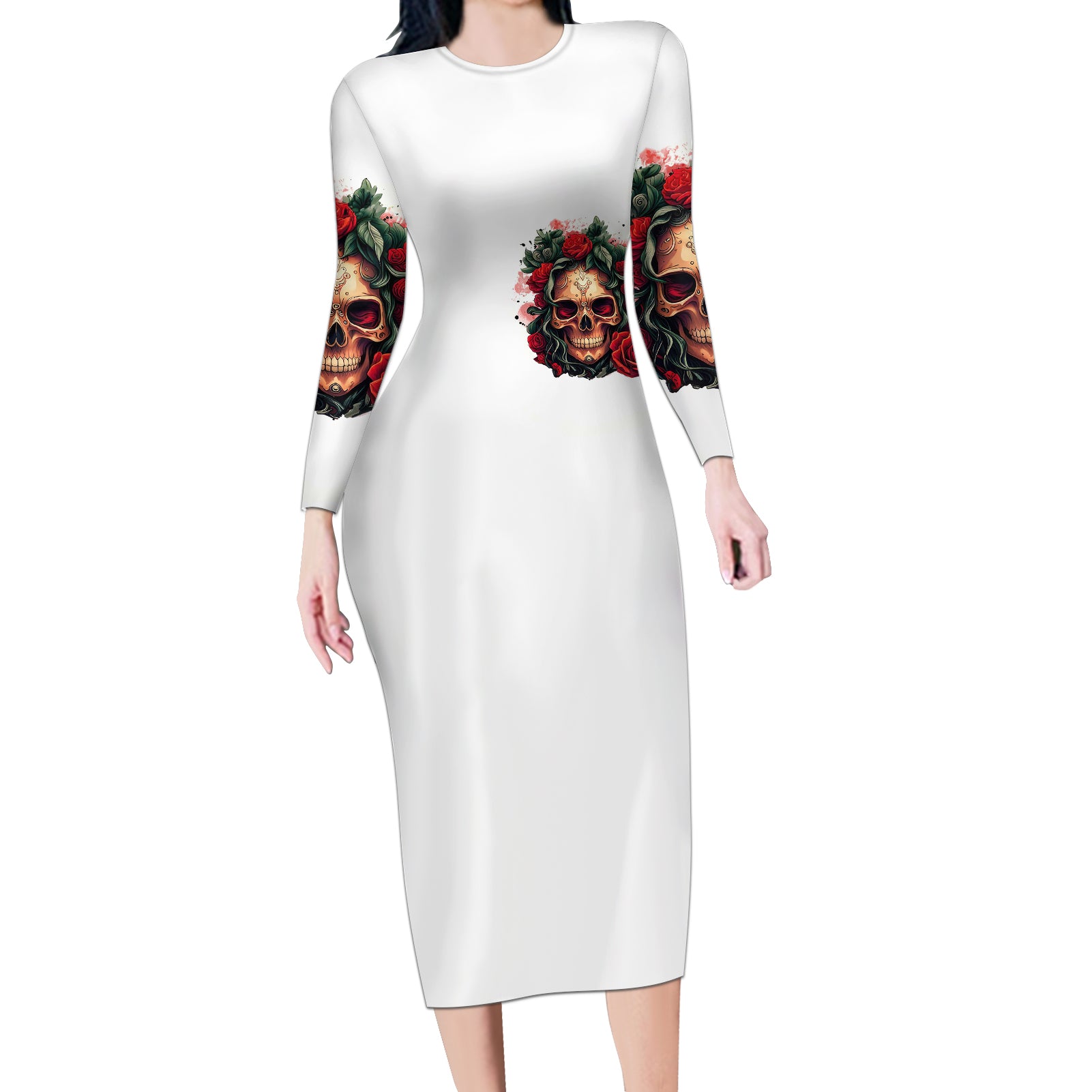 rose-skull-long-sleeve-bodycon-dress-some-girl-wear-pink-real-girl-wear-ink