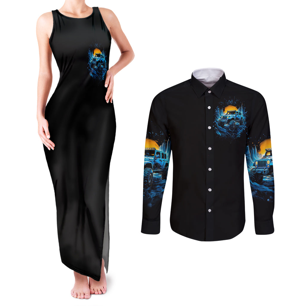aventure-jeep-couples-matching-tank-maxi-dress-and-long-sleeve-button-shirt-i-dont-need-maps-my-jeep-goes-anywhere