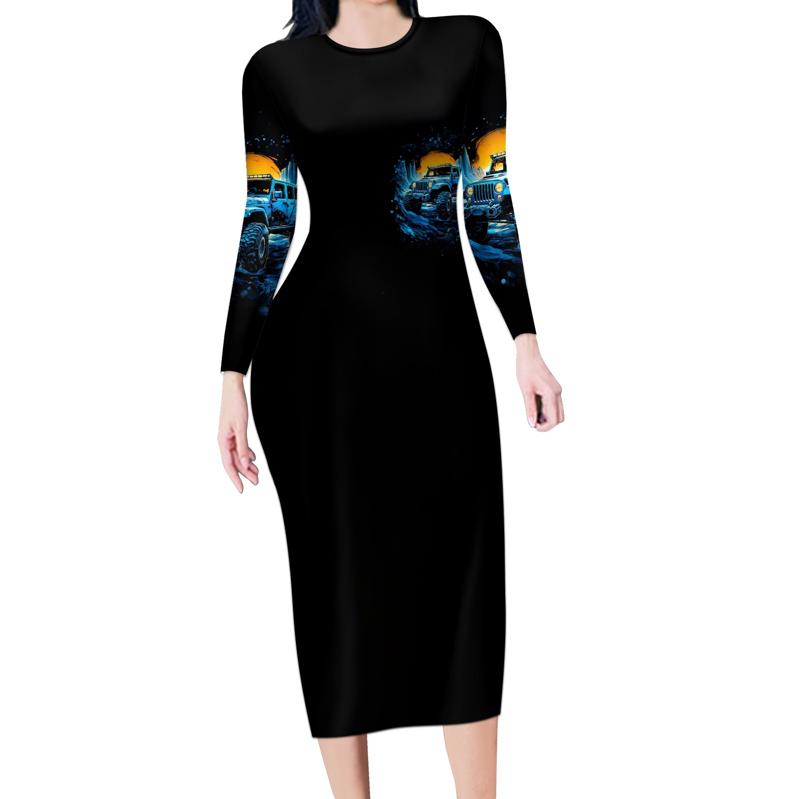 aventure-jeep-long-sleeve-bodycon-dress-i-dont-need-maps-my-jeep-goes-anywhere