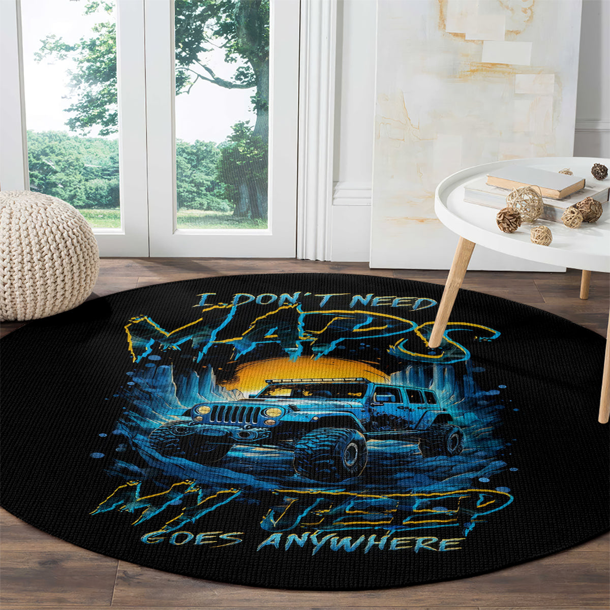 aventure-jeep-round-carpet-i-dont-need-maps-my-jeep-goes-anywhere