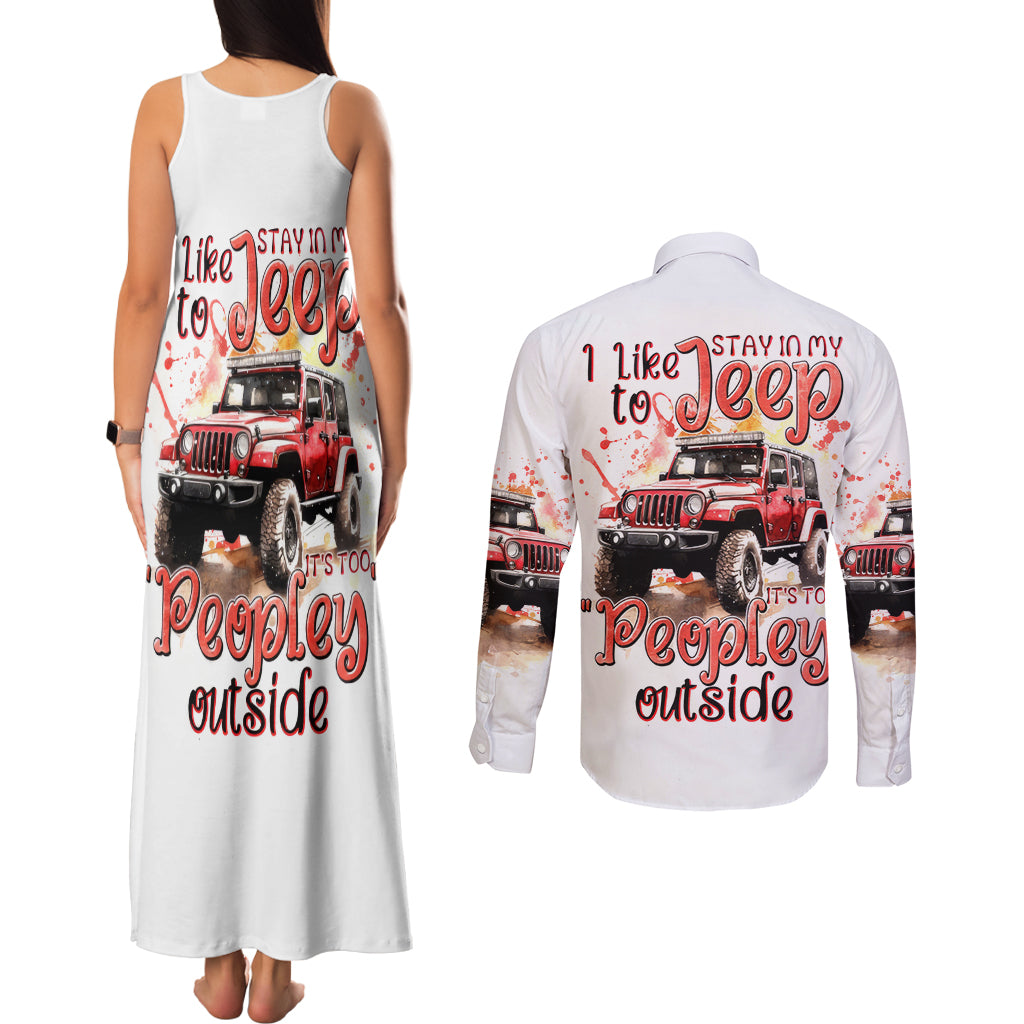 red-jeep-couples-matching-tank-maxi-dress-and-long-sleeve-button-shirt-i-like-stay-in-my-jeep-it-s-too-people-outside