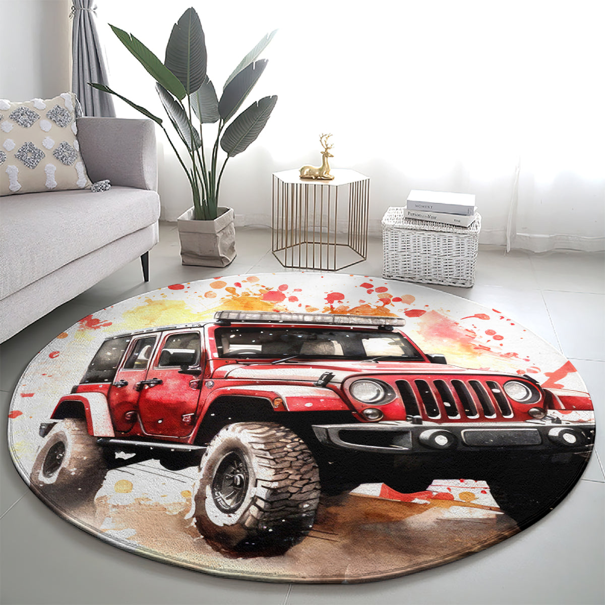 red-jeep-round-carpet-i-like-stay-in-my-jeep-its-too-people-outside