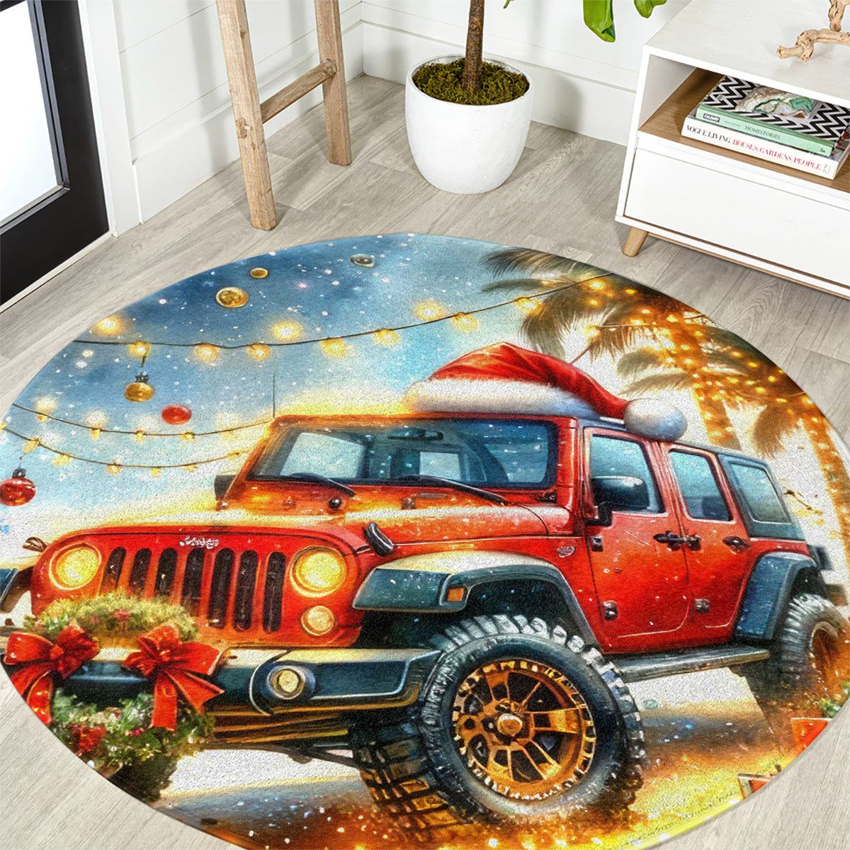 christmas-beach-jeep-round-carpet-im-dreaming-of-a-beachy-christmas
