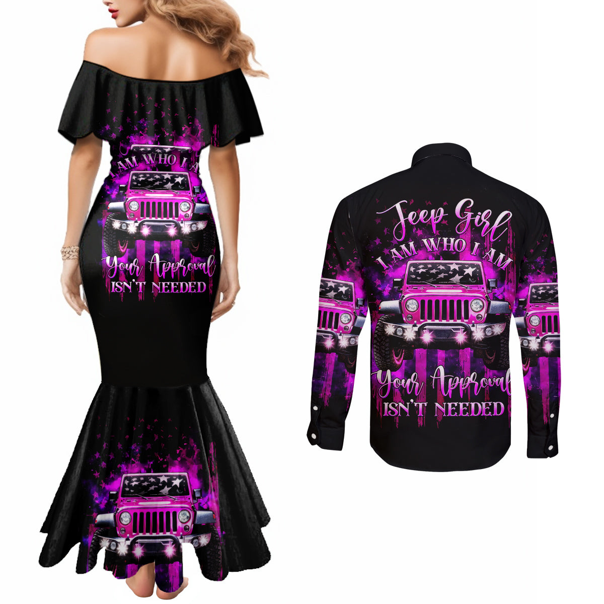 jeep-girl-couples-matching-mermaid-dress-and-long-sleeve-button-shirt-jeep-girl-iam-who-iam-your-approval-isnt-needed