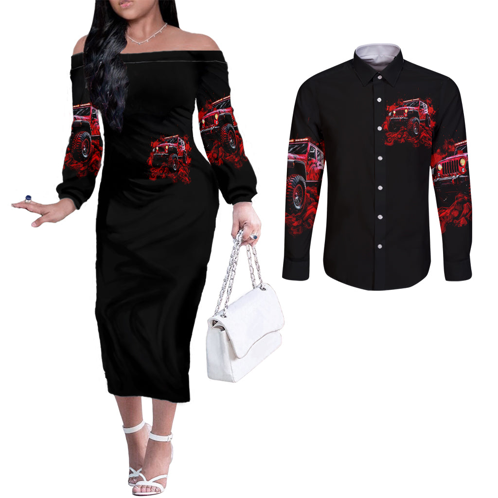 red-jeep-couples-matching-off-the-shoulder-long-sleeve-dress-and-long-sleeve-button-shirt-jeep-because-im-too-lazy-to-ride-a-mountain-bike