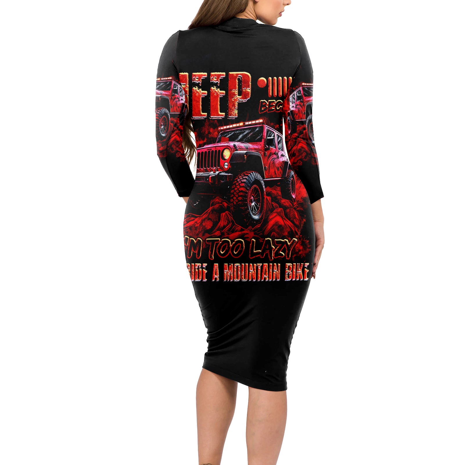 red-jeep-long-sleeve-bodycon-dress-jeep-because-im-too-lazy-to-ride-a-mountain-bike