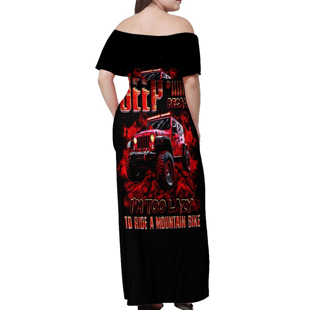 red-jeep-off-shoulder-maxi-dress-jeep-because-im-too-lazy-to-ride-a-mountain-bike