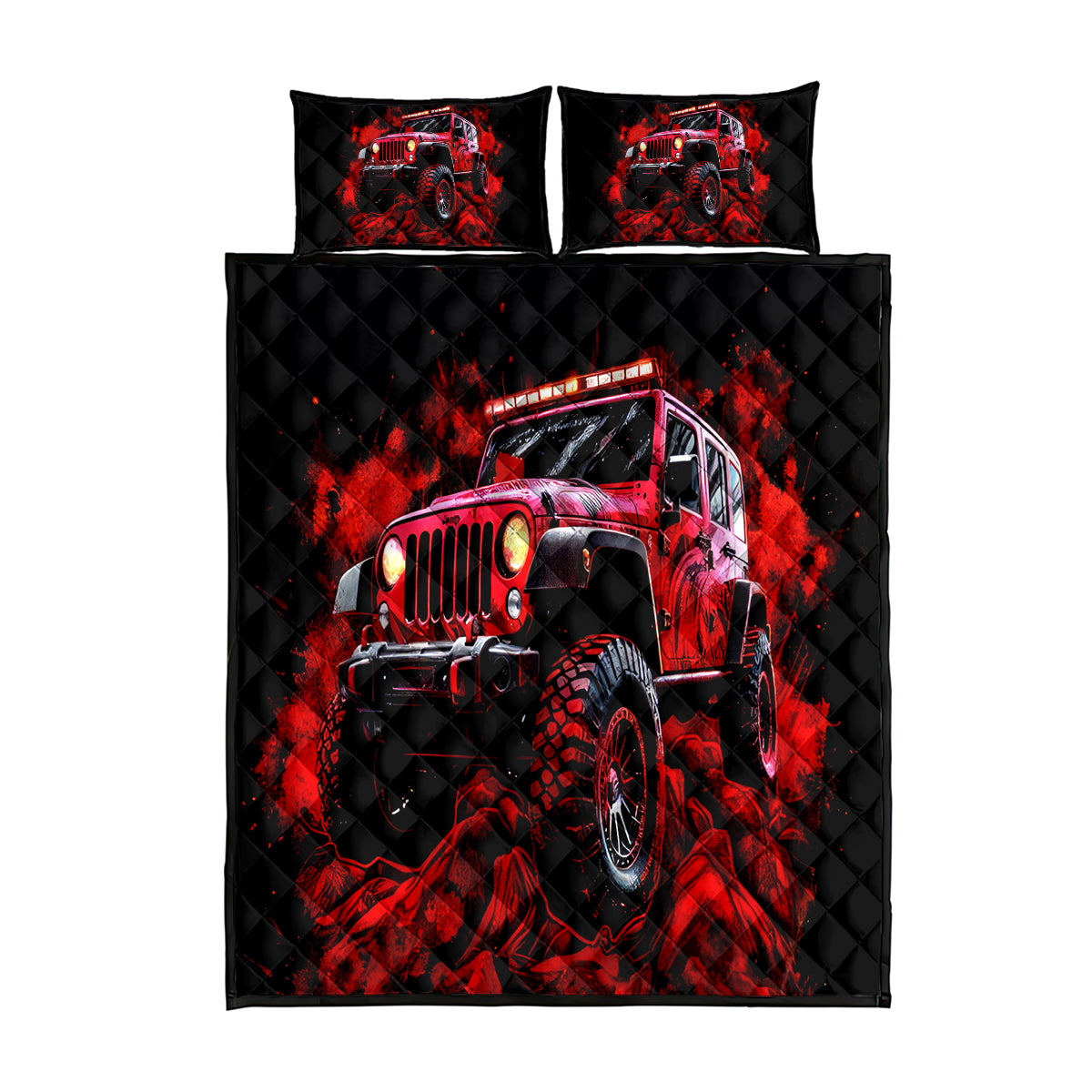 red-jeep-quilt-bed-set-jeep-because-im-too-lazy-to-ride-a-mountain-bike
