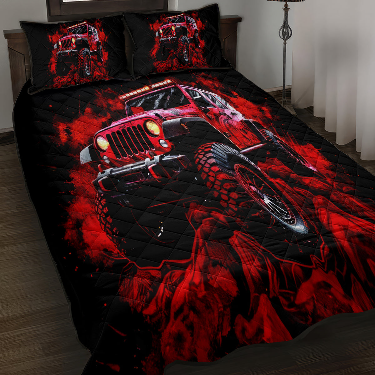 red-jeep-quilt-bed-set-jeep-because-im-too-lazy-to-ride-a-mountain-bike