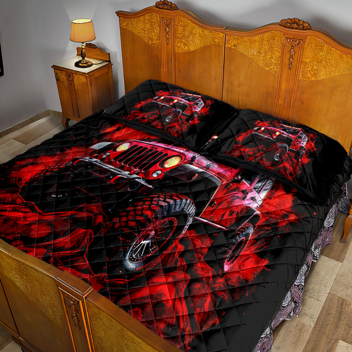 red-jeep-quilt-bed-set-jeep-because-im-too-lazy-to-ride-a-mountain-bike