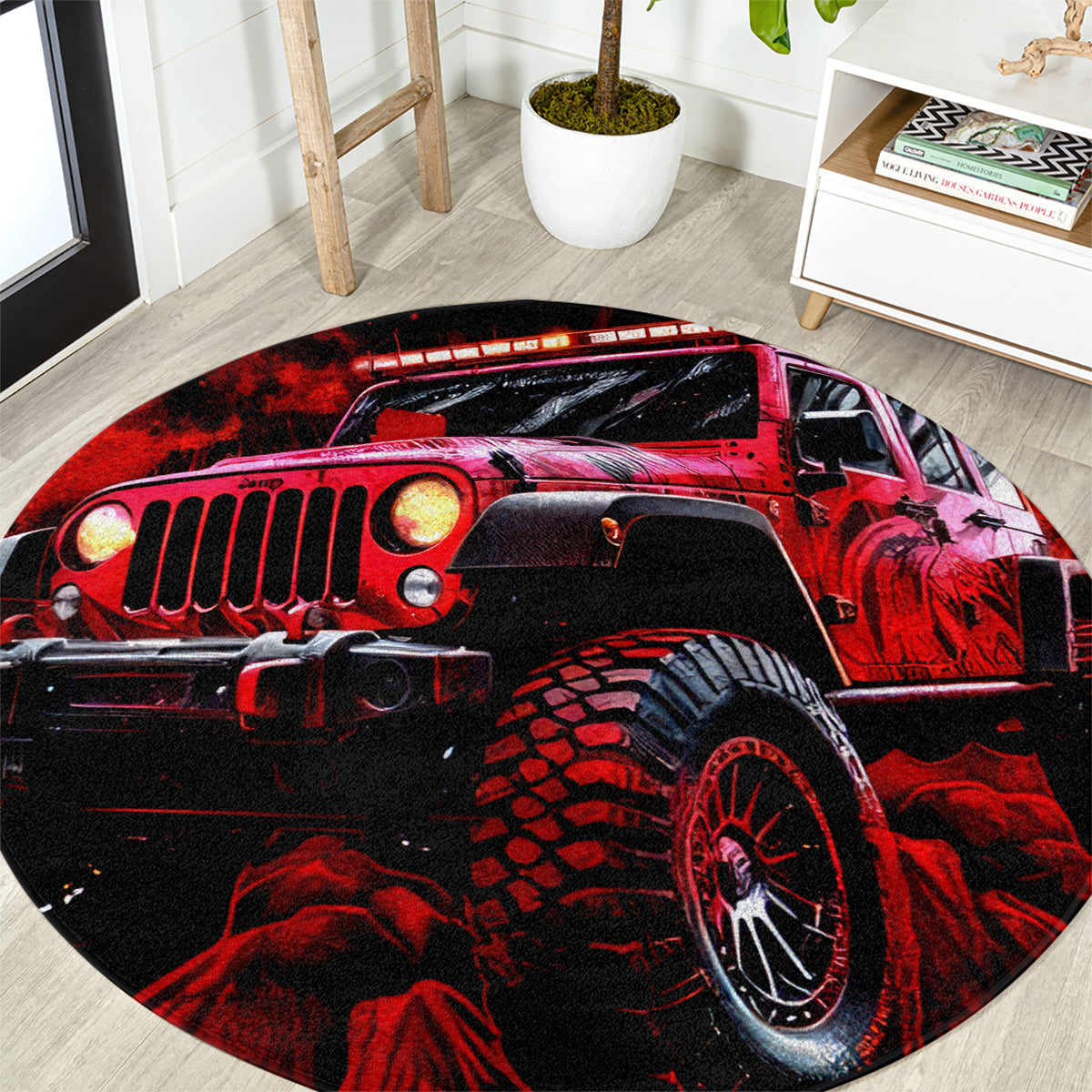 red-jeep-round-carpet-jeep-because-im-too-lazy-to-ride-a-mountain-bike