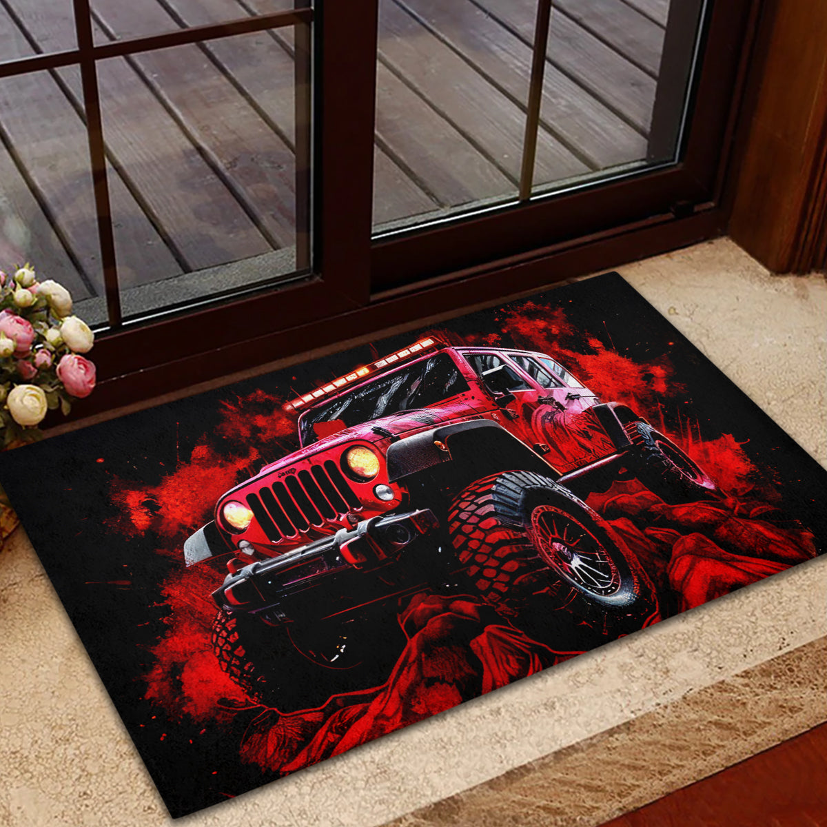 red-jeep-rubber-doormat-jeep-because-im-too-lazy-to-ride-a-mountain-bike