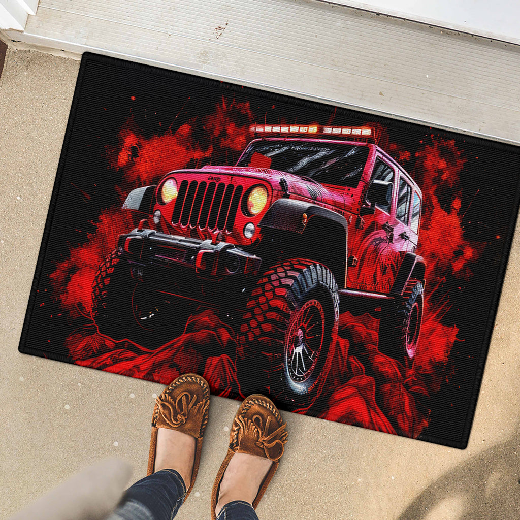 red-jeep-rubber-doormat-jeep-because-im-too-lazy-to-ride-a-mountain-bike