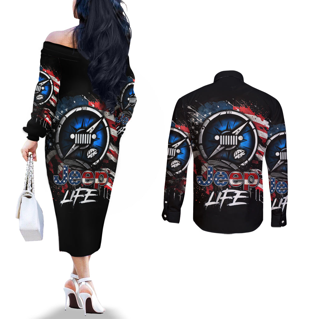 compass-jeep-couples-matching-off-the-shoulder-long-sleeve-dress-and-long-sleeve-button-shirt-jeep-life-american-flag
