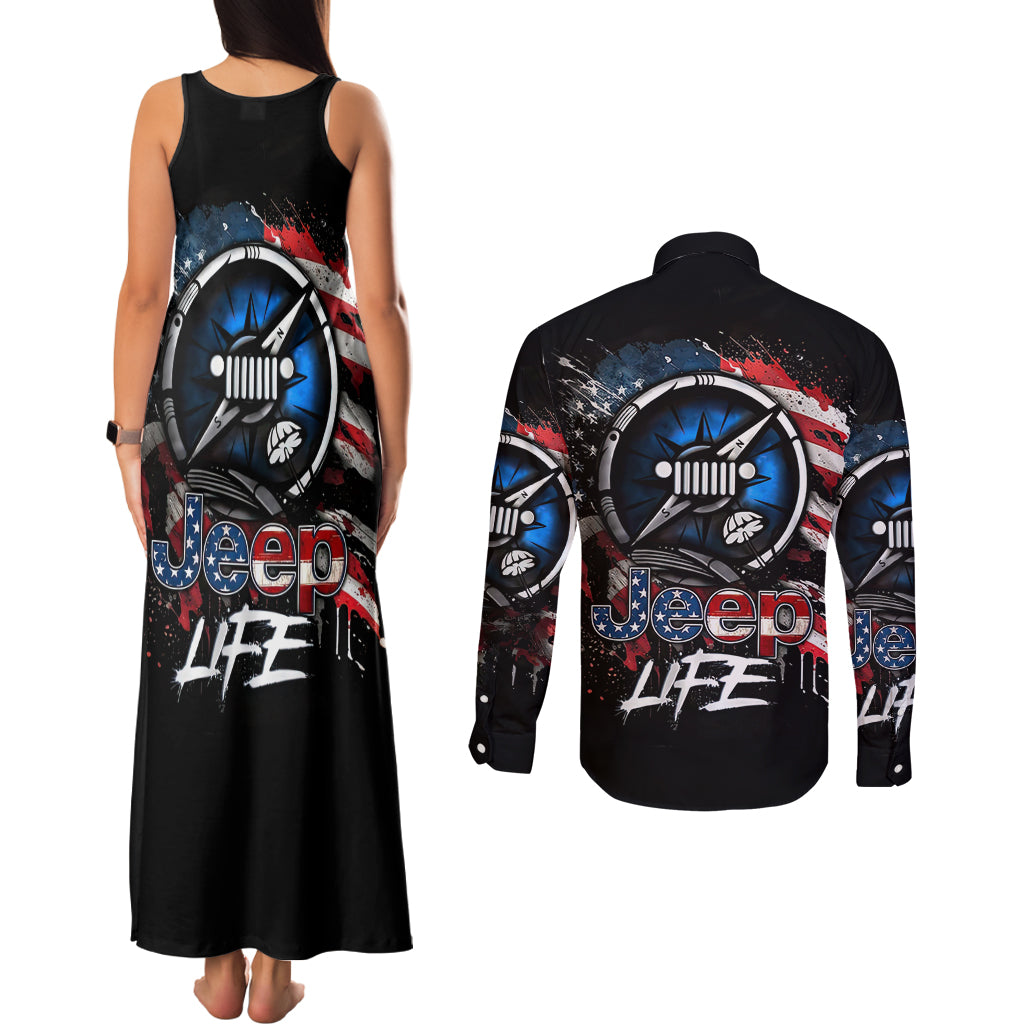 compass-jeep-couples-matching-tank-maxi-dress-and-long-sleeve-button-shirt-jeep-life-american-flag