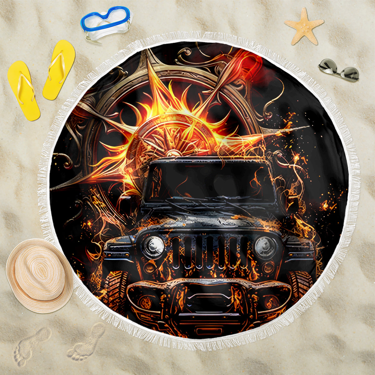 flame-compass-jeep-beach-blanket-fire-jeep-life