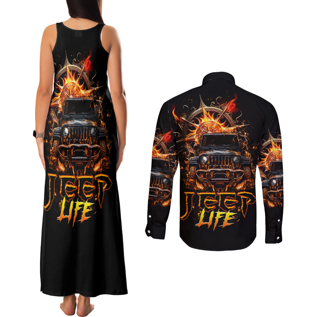 flame-compass-jeep-couples-matching-tank-maxi-dress-and-long-sleeve-button-shirt-fire-jeep-life