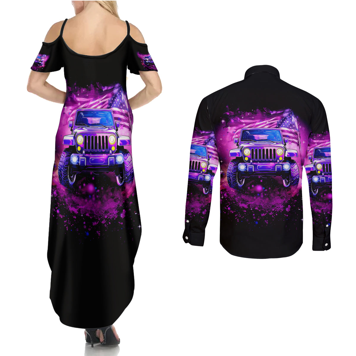 pink-jeep-couples-matching-summer-maxi-dress-and-long-sleeve-button-shirt-pink-jeep-american-flag