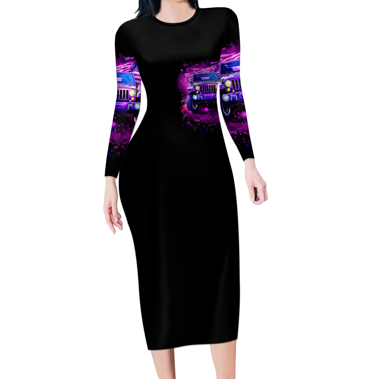 pink-jeep-long-sleeve-bodycon-dress-pink-jeep-american-flag