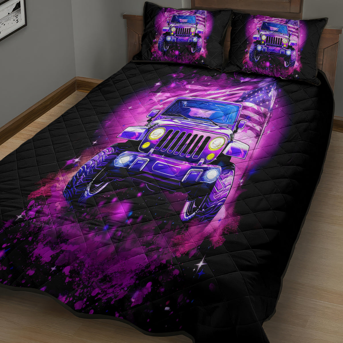 pink-jeep-quilt-bed-set-pink-jeep-american-flag