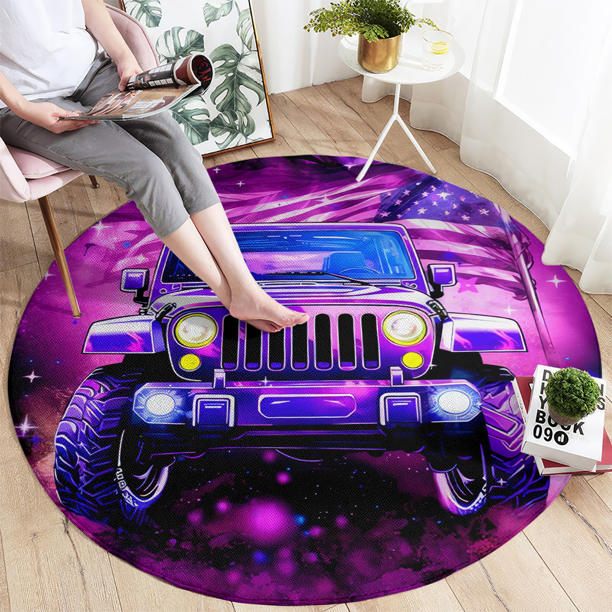 pink-jeep-round-carpet-pink-jeep-american-flag