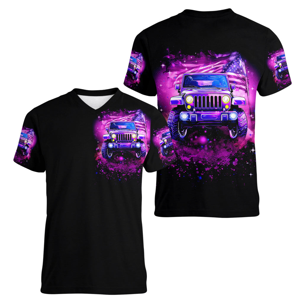 pink-jeep-women-v-neck-t-shirt-pink-jeep-american-flag