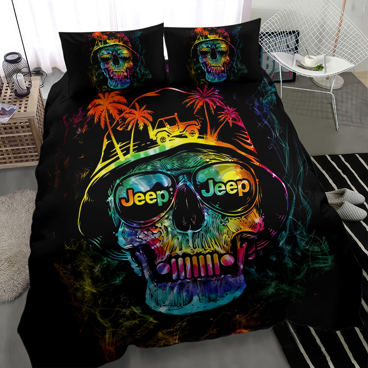 skull-jeep-bedding-set-never-underestimate-an-old-man-with-a-jeep