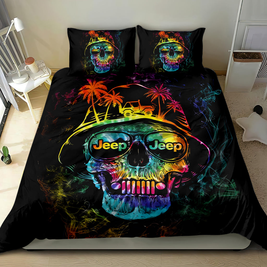 skull-jeep-bedding-set-never-underestimate-an-old-man-with-a-jeep