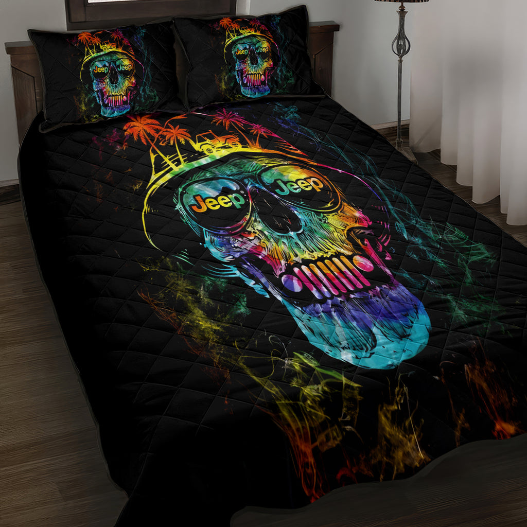 skull-jeep-quilt-bed-set-never-underestimate-an-old-man-with-a-jeep