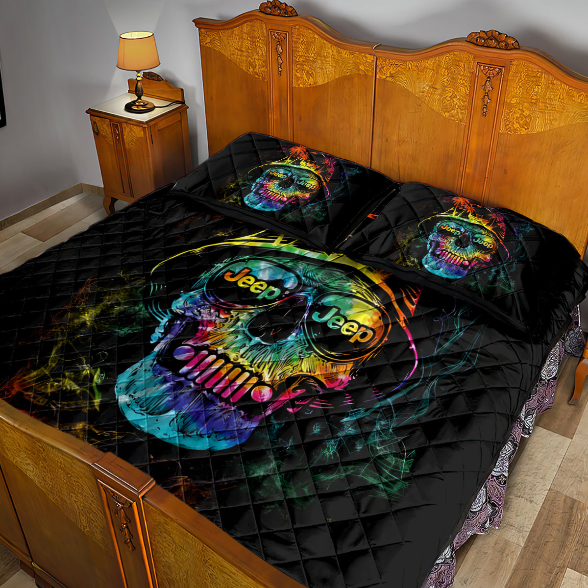 skull-jeep-quilt-bed-set-never-underestimate-an-old-man-with-a-jeep