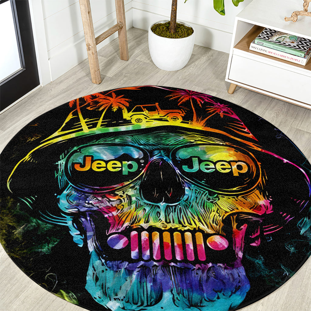 skull-jeep-round-carpet-never-underestimate-an-old-man-with-a-jeep