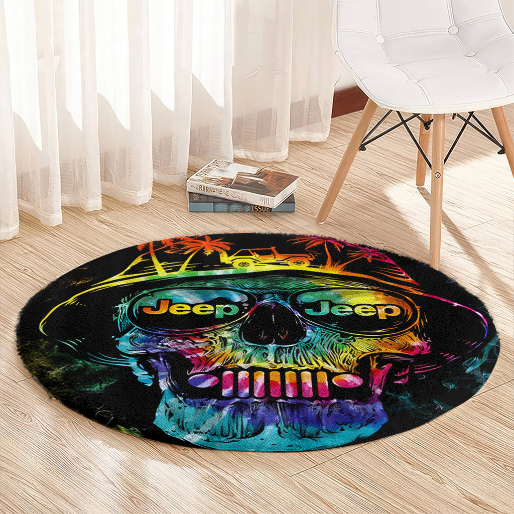 skull-jeep-round-carpet-never-underestimate-an-old-man-with-a-jeep