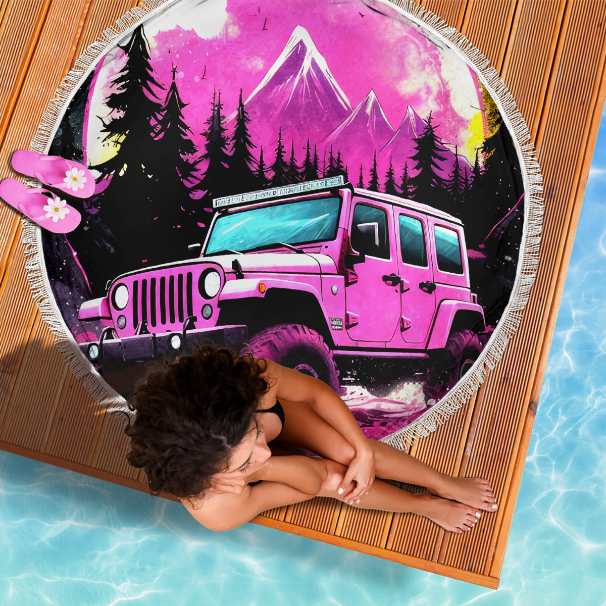 pink-jeep-beach-blanket-not-all-who-wander-are-lost