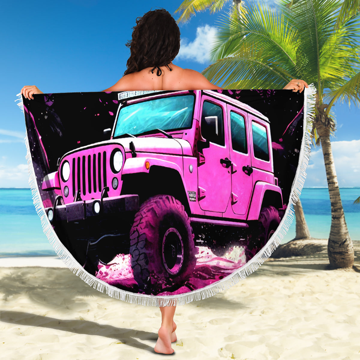 pink-jeep-beach-blanket-not-all-who-wander-are-lost