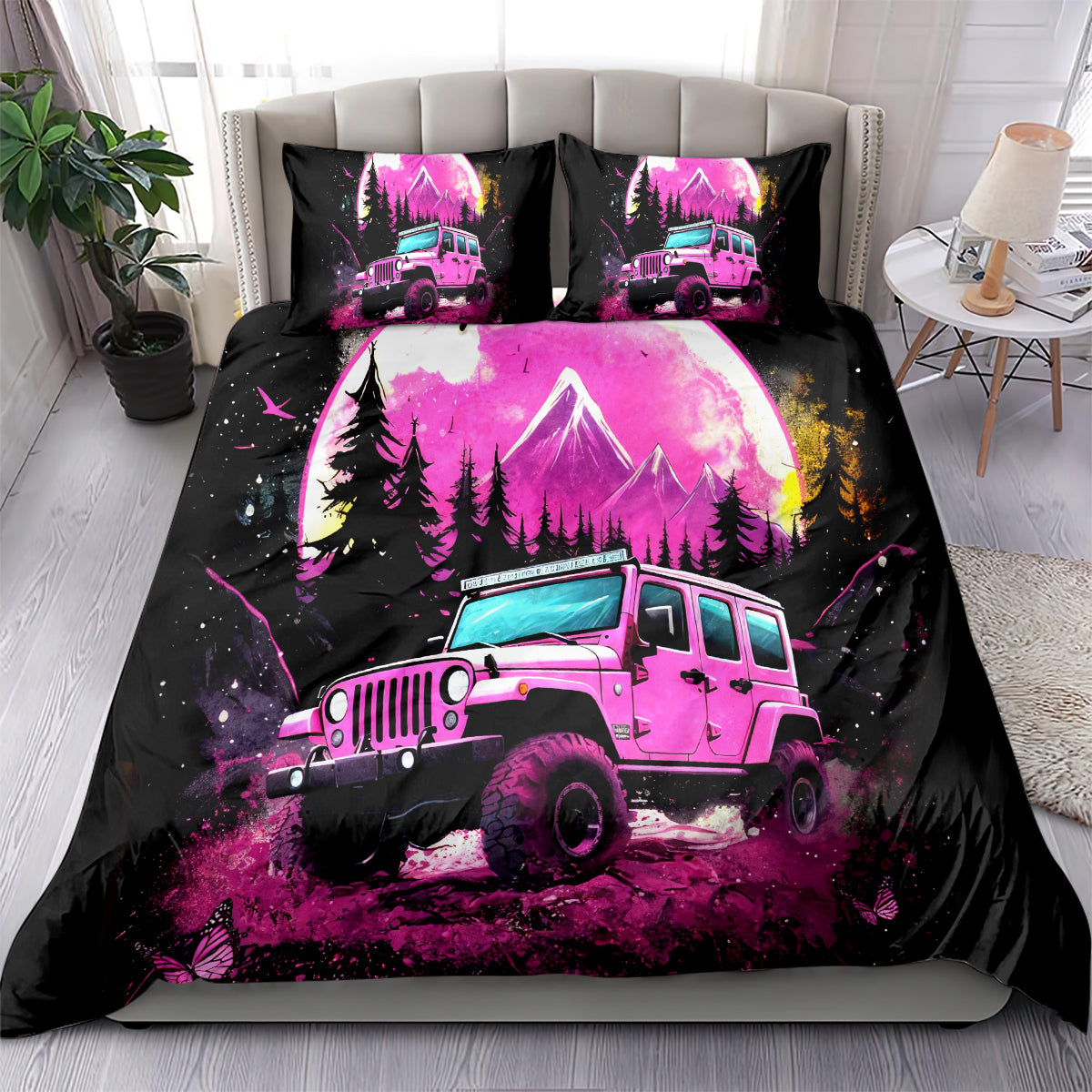 pink-jeep-bedding-set-not-all-who-wander-are-lost