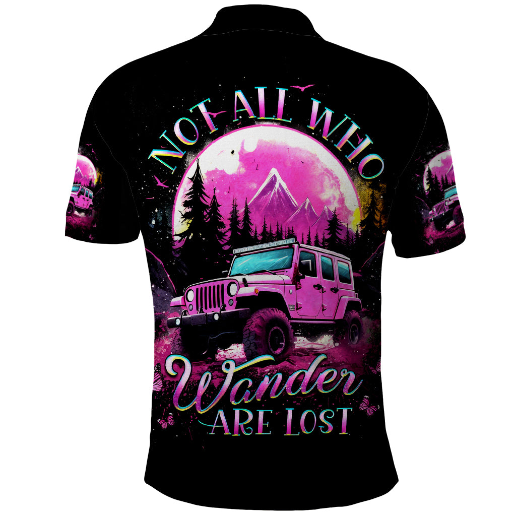 pink-jeep-polo-shirt-not-all-who-wander-are-lost