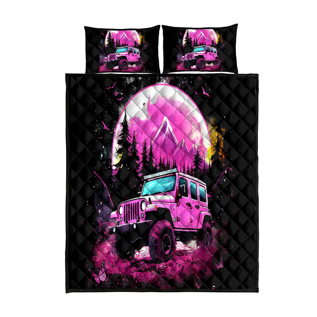 pink-jeep-quilt-bed-set-not-all-who-wander-are-lost