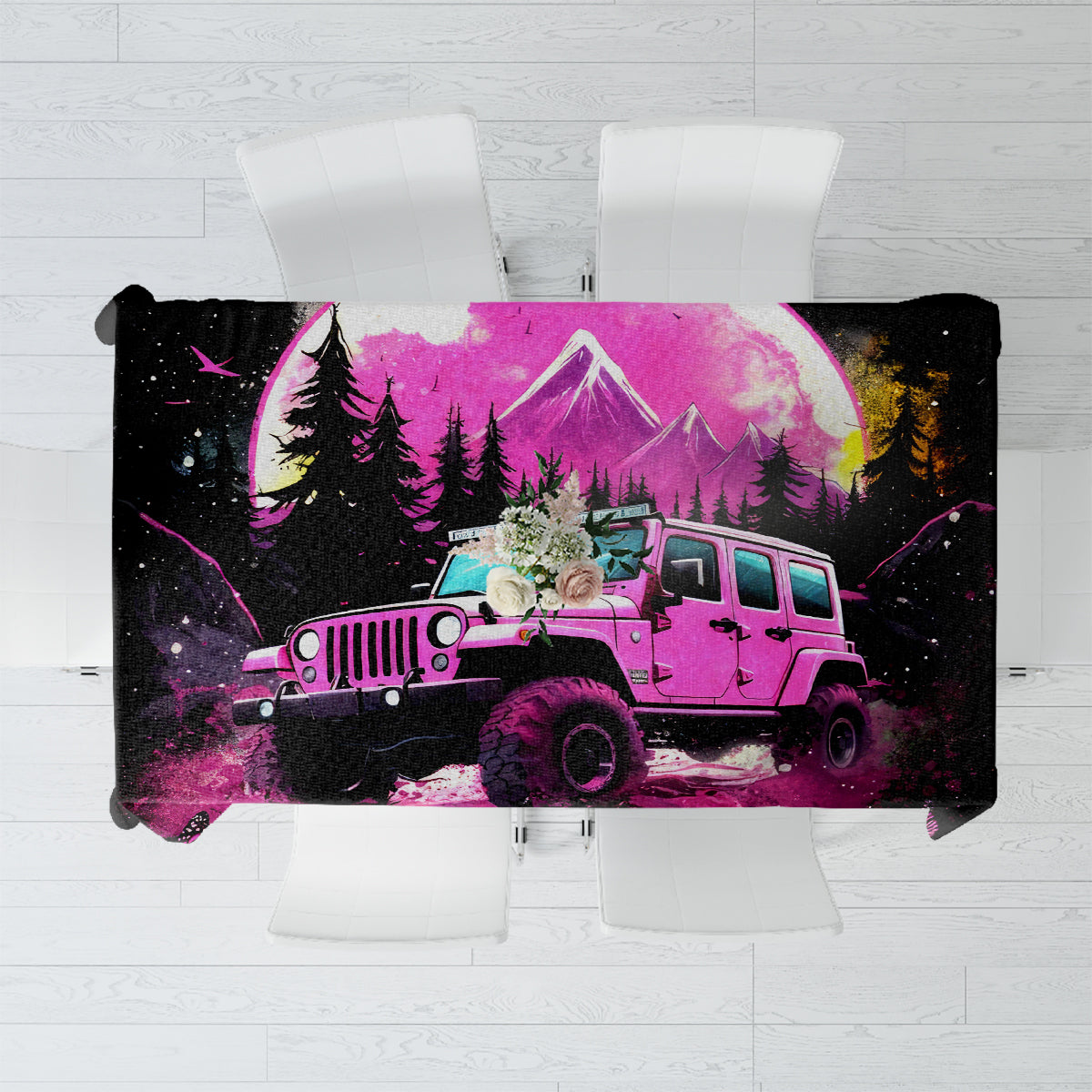 pink-jeep-tablecloth-not-all-who-wander-are-lost