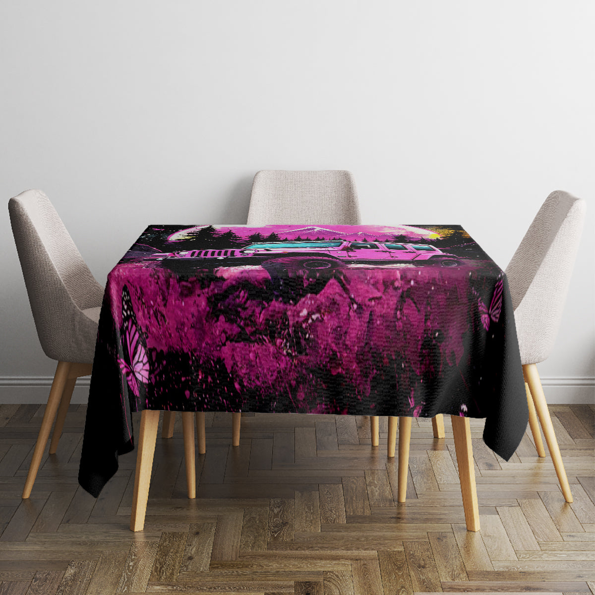 pink-jeep-tablecloth-not-all-who-wander-are-lost