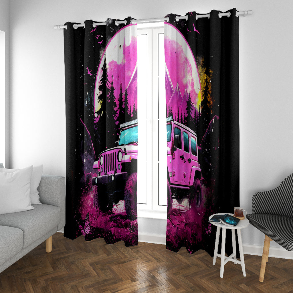 pink-jeep-window-curtain-not-all-who-wander-are-lost