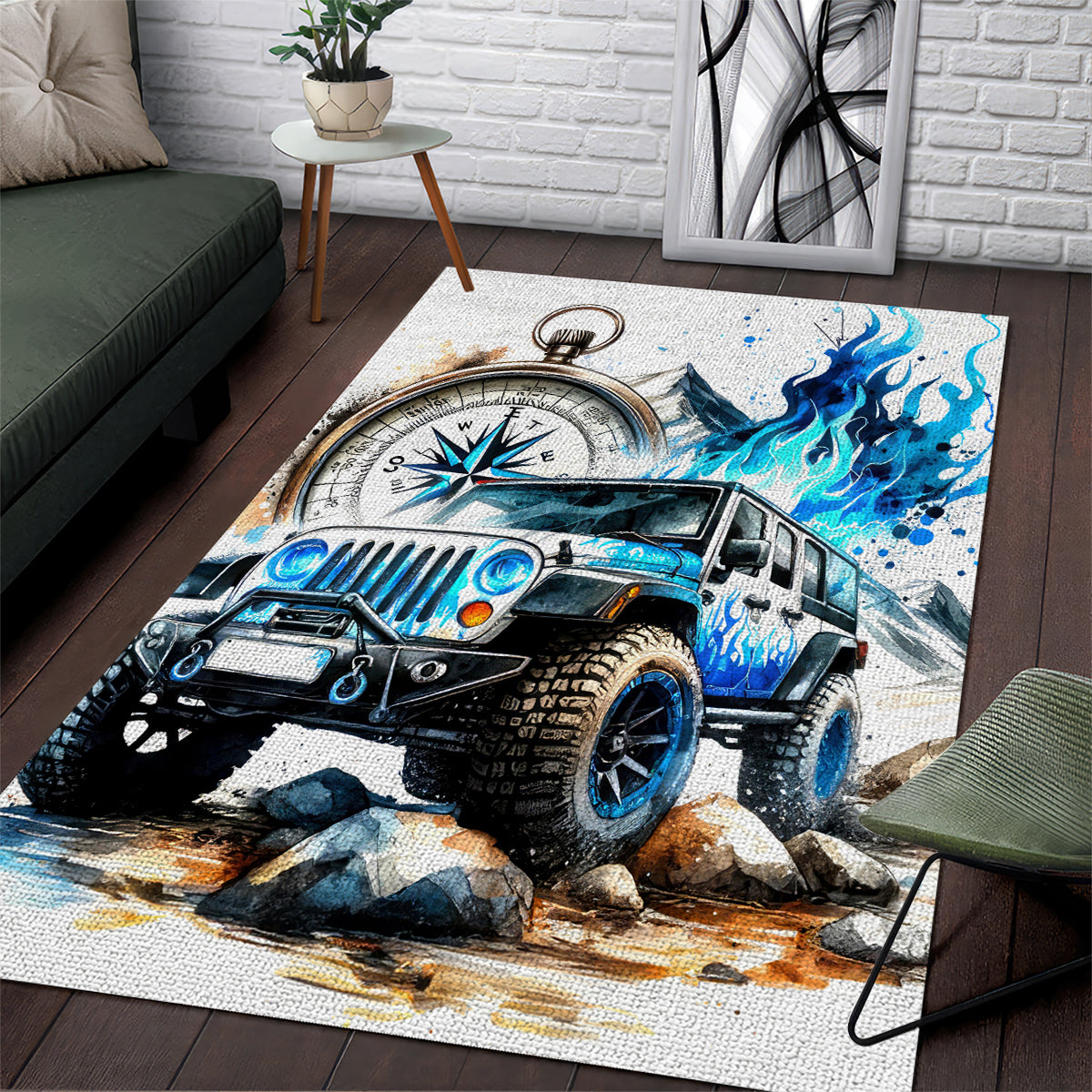 Blue Flame Jeep Area Rug But Did You Die?