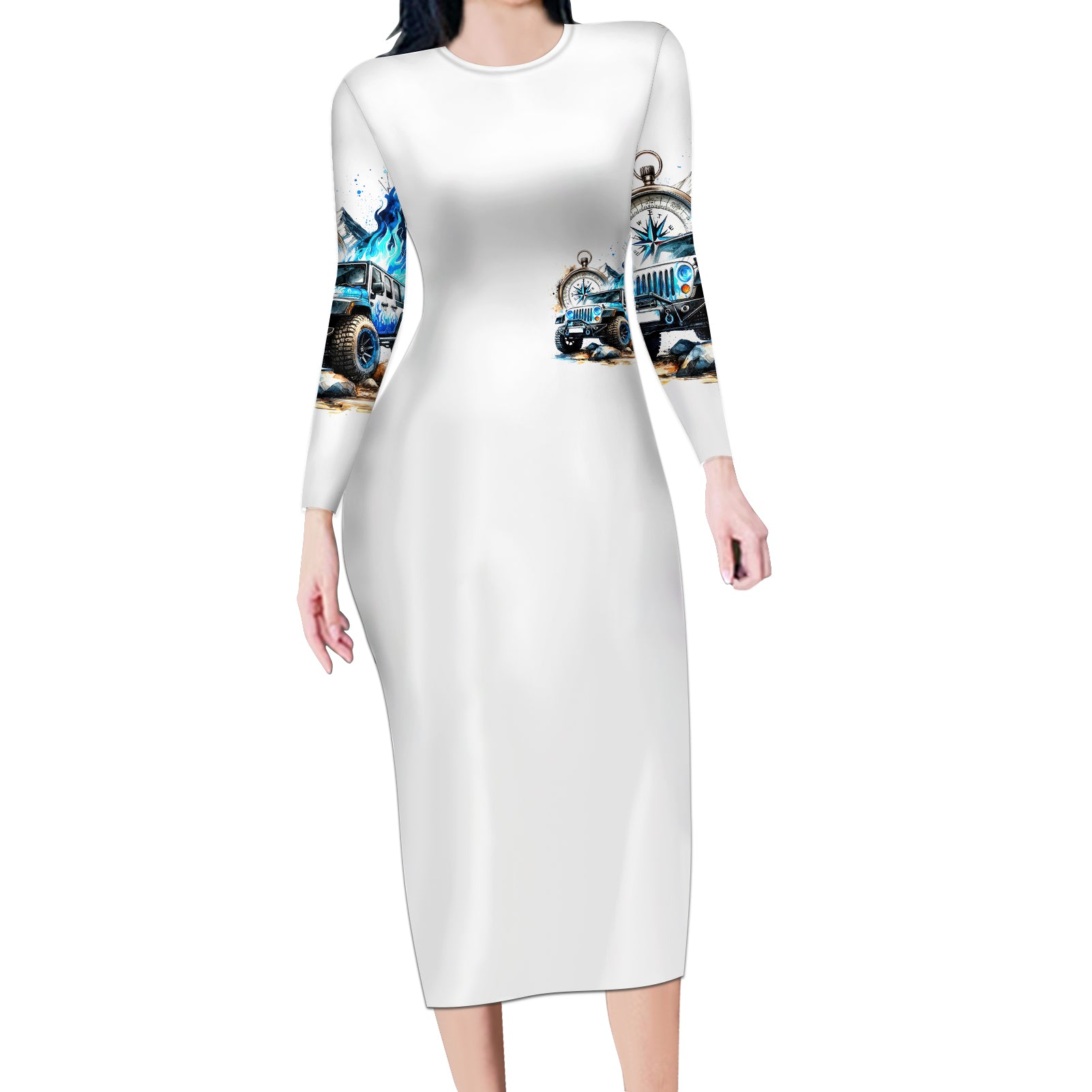 Blue Flame Jeep Long Sleeve Bodycon Dress But Did You Die?