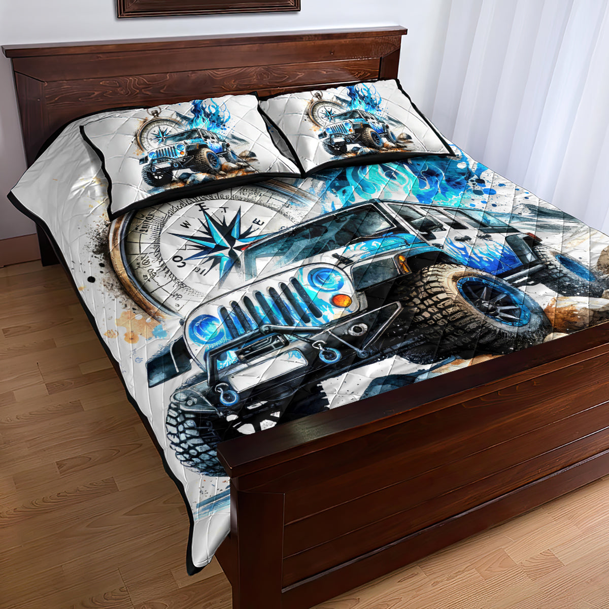 Blue Flame Jeep Quilt Bed Set But Did You Die?
