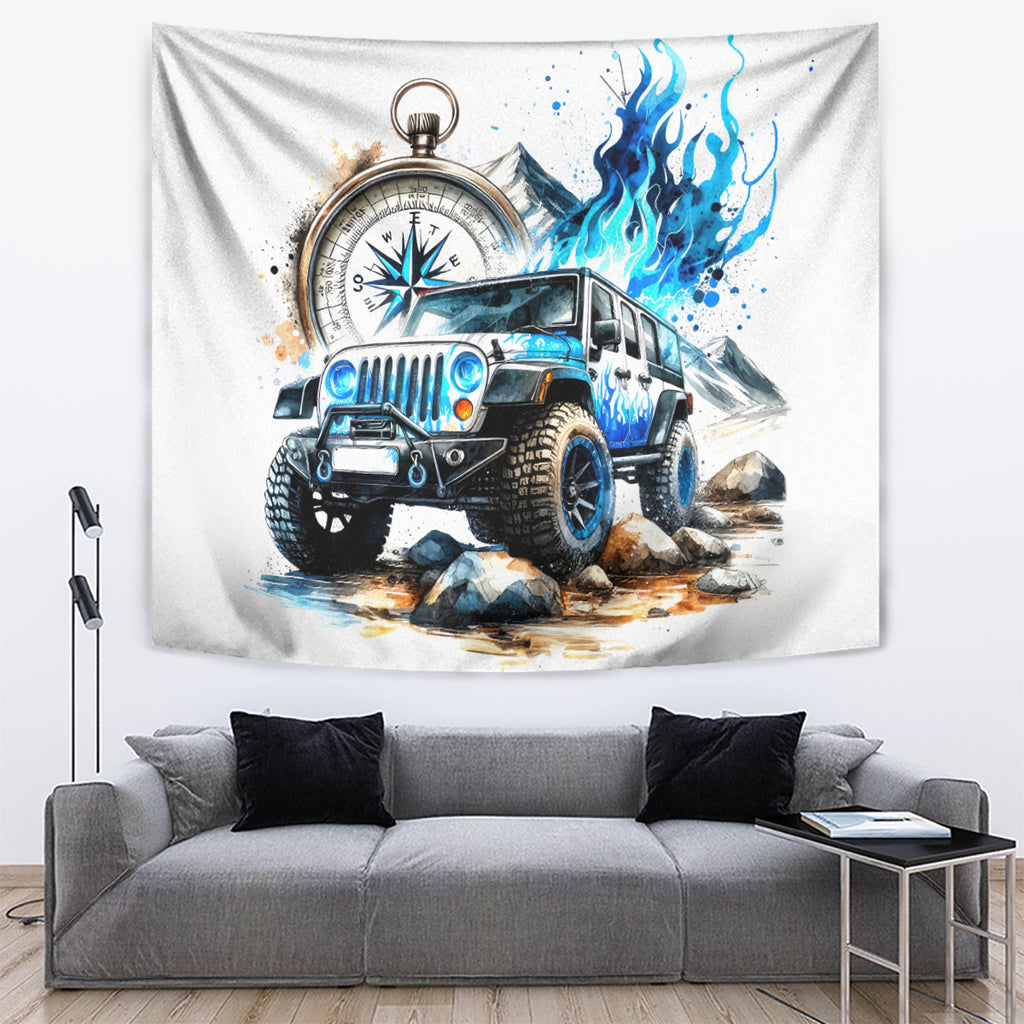 Blue Flame Jeep Tapestry But Did You Die?
