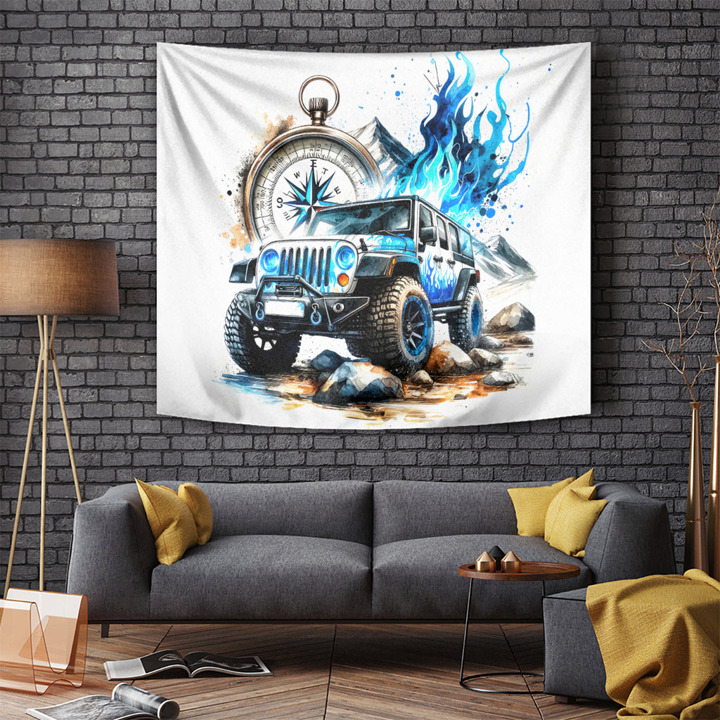 Blue Flame Jeep Tapestry But Did You Die?