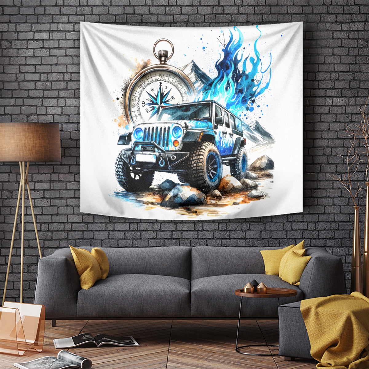 Blue Flame Jeep Tapestry But Did You Die?