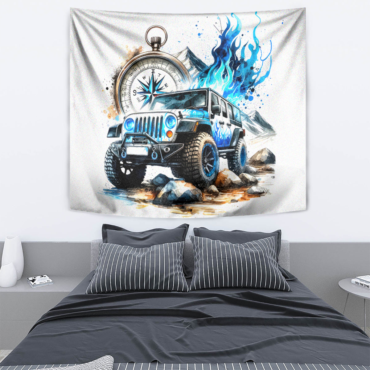 Blue Flame Jeep Tapestry But Did You Die?